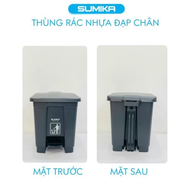 Thùng rác nhựa đạp chân SUMIKA B15, dung tích 15L