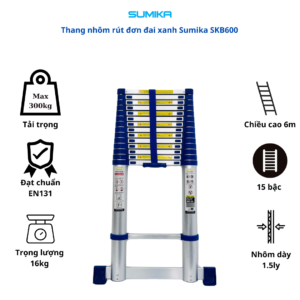 Thang nhôm rút đơn SUMIKA SKB600 là một sản phẩm chất lượng cao, được thiết kế dành cho các công việc sửa chữa, lắp đặt, bảo trì ở những vị trí cao. Với chiều cao 6m và nhiều ưu điểm nổi bật, thang nhôm này đã trở thành sự lựa chọn hàng đầu của nhiều người tiêu dùng.