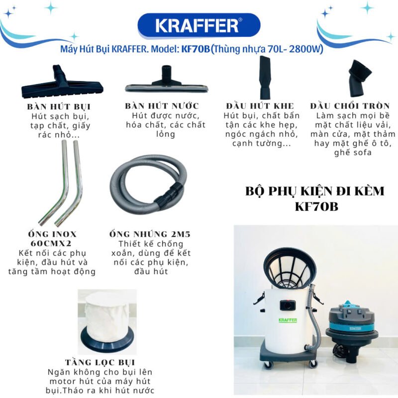 Máy hút bụi công nghiệp Kraffer KF70B