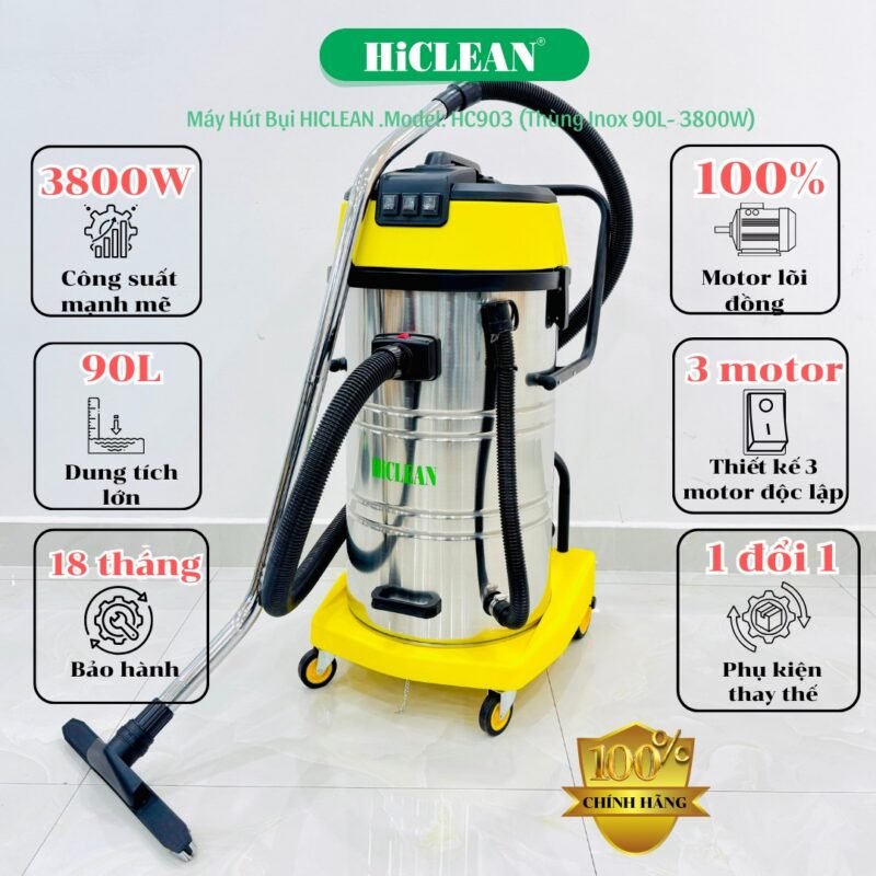 Máy hút bụi nhà xưởng HiClean HC903 - 3 motor 3800W