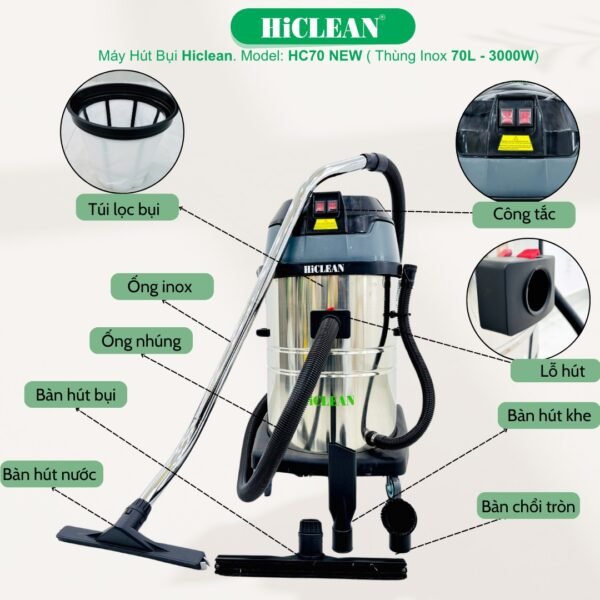 Máy hút bụi công nghiệp Hiclean HC70 New