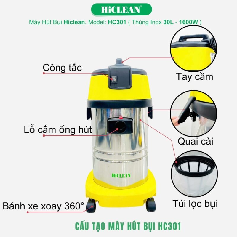 Máy hút bụi công nghiệp Hiclean HC301