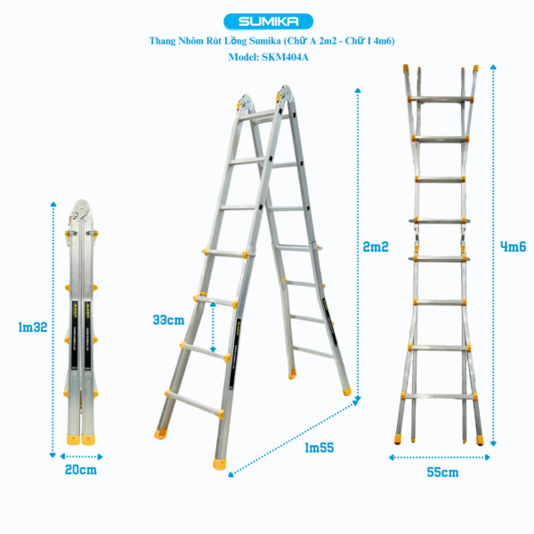 Thang nhôm chữ A rút lồng SUMIKA SKM404A