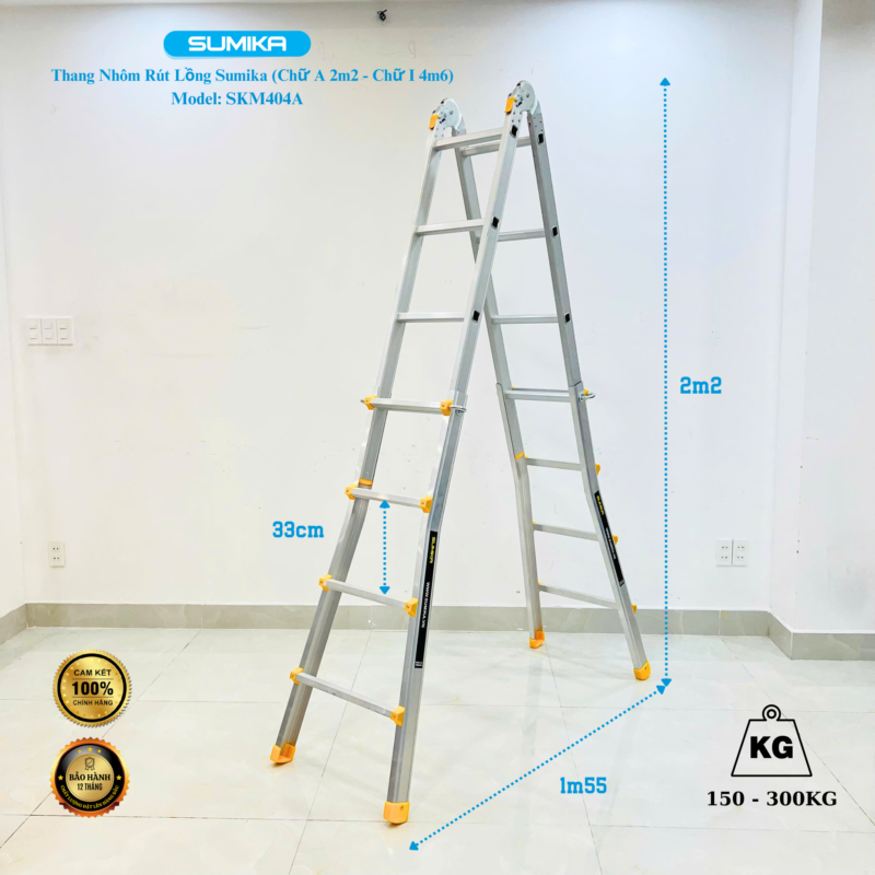 Thang nhôm chữ A rút lồng SUMIKA SKM404A