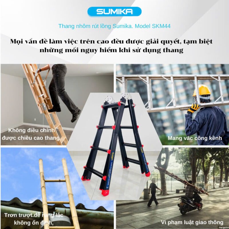 thang nhôm rút lồng Sumika SKM44 là “vũ khí bí mật” mà bất kỳ ai cũng nên có. Từ thiết kế linh hoạt, chất liệu bền bỉ, đến tính an toàn vượt trội, nó mang đến sự tiện lợi không gì sánh bằng. Dù bạn cần leo cao trong nhà, làm việc ngoài trời hay xử lý địa hình khó, SKM44 đều “cân” tất.
