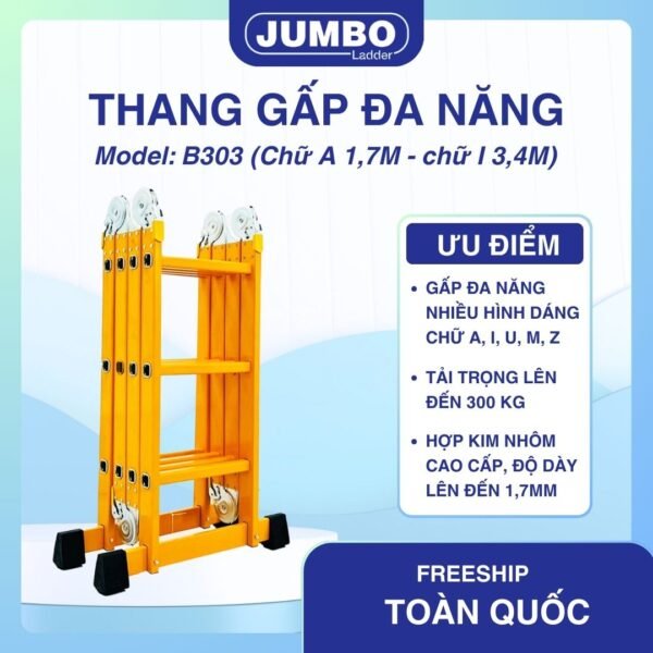 Thang Nhôm Gấp 4 Đoạn JUMBO B303 - Ảnh 11