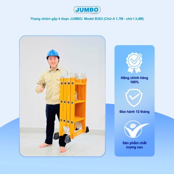 Thang Nhôm Gấp 4 Đoạn JUMBO B303 - Ảnh 3