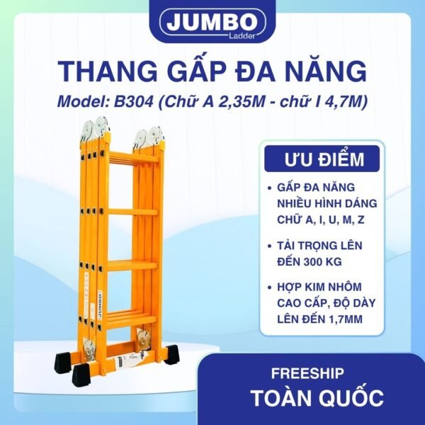 Thang Nhôm Gấp 4 Đoạn JUMBO B304 - Ảnh 2