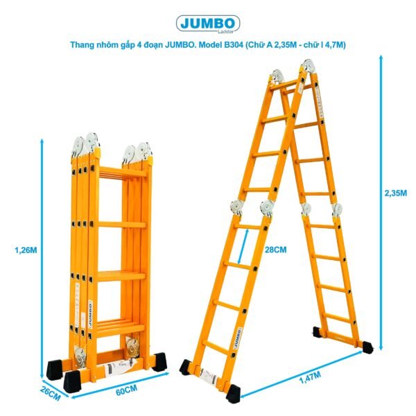 Thang Nhôm Gấp 4 Đoạn JUMBO B304 - Ảnh 8