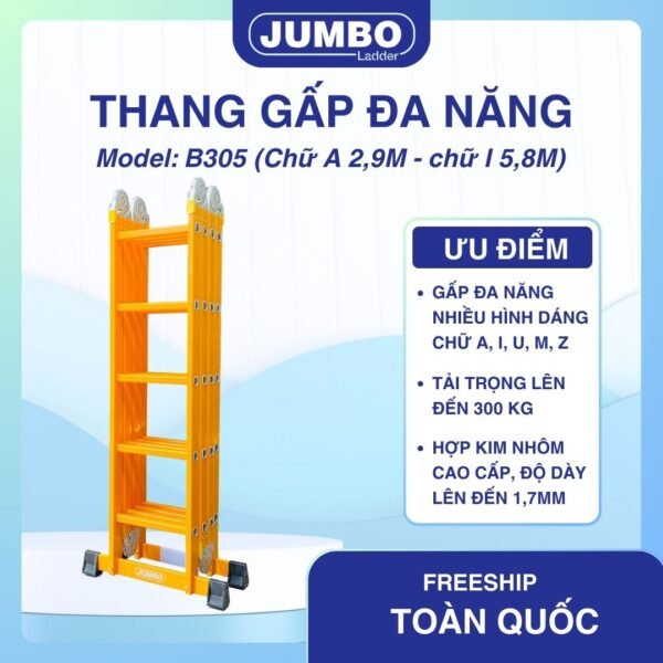 Thang Nhôm Gấp 4 Đoạn JUMBO B305 - Ảnh 2