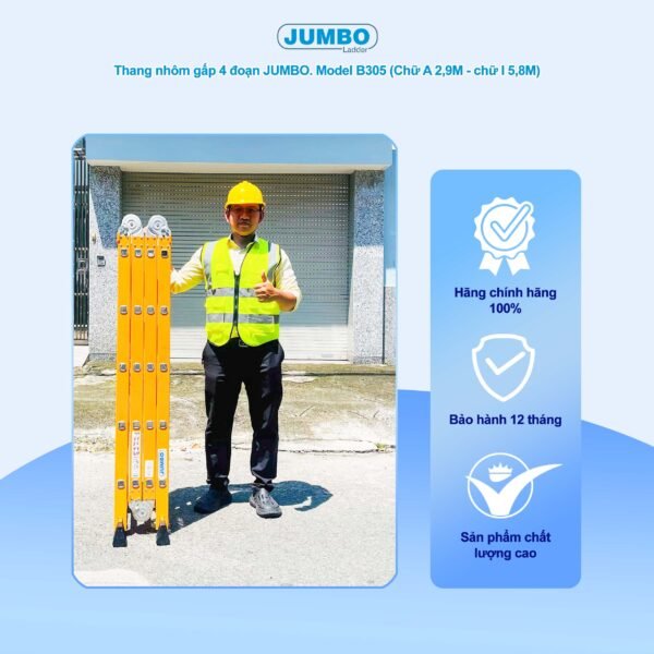 Thang Nhôm Gấp 4 Đoạn JUMBO B305 - Ảnh 10