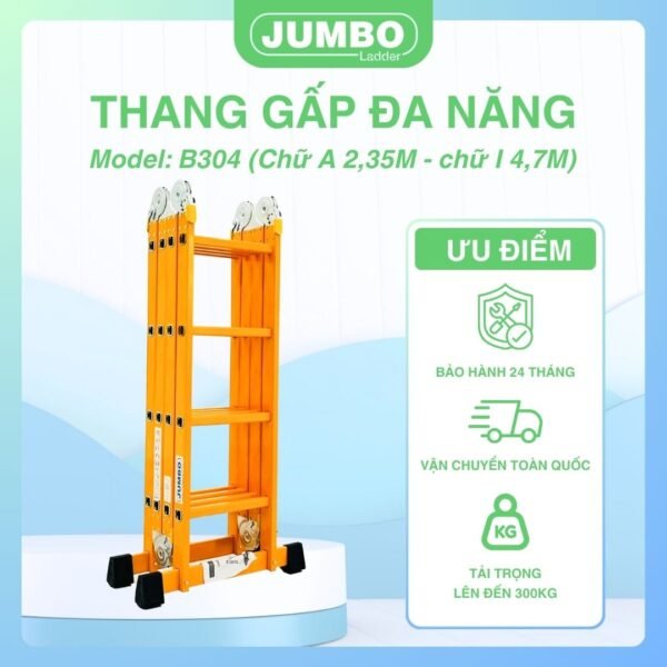 Thang Nhôm Gấp 4 Đoạn JUMBO B304 - Ảnh 12