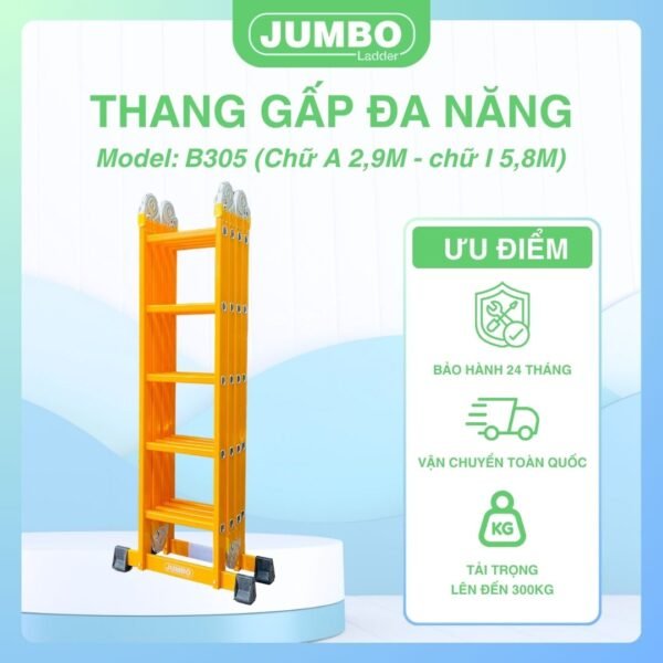 Thang Nhôm Gấp 4 Đoạn JUMBO B305 - Ảnh 11
